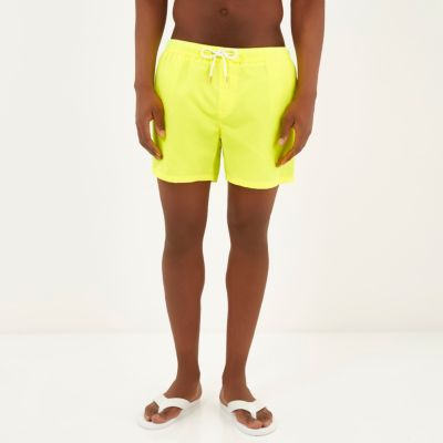 Yellow neon mid length swim shorts